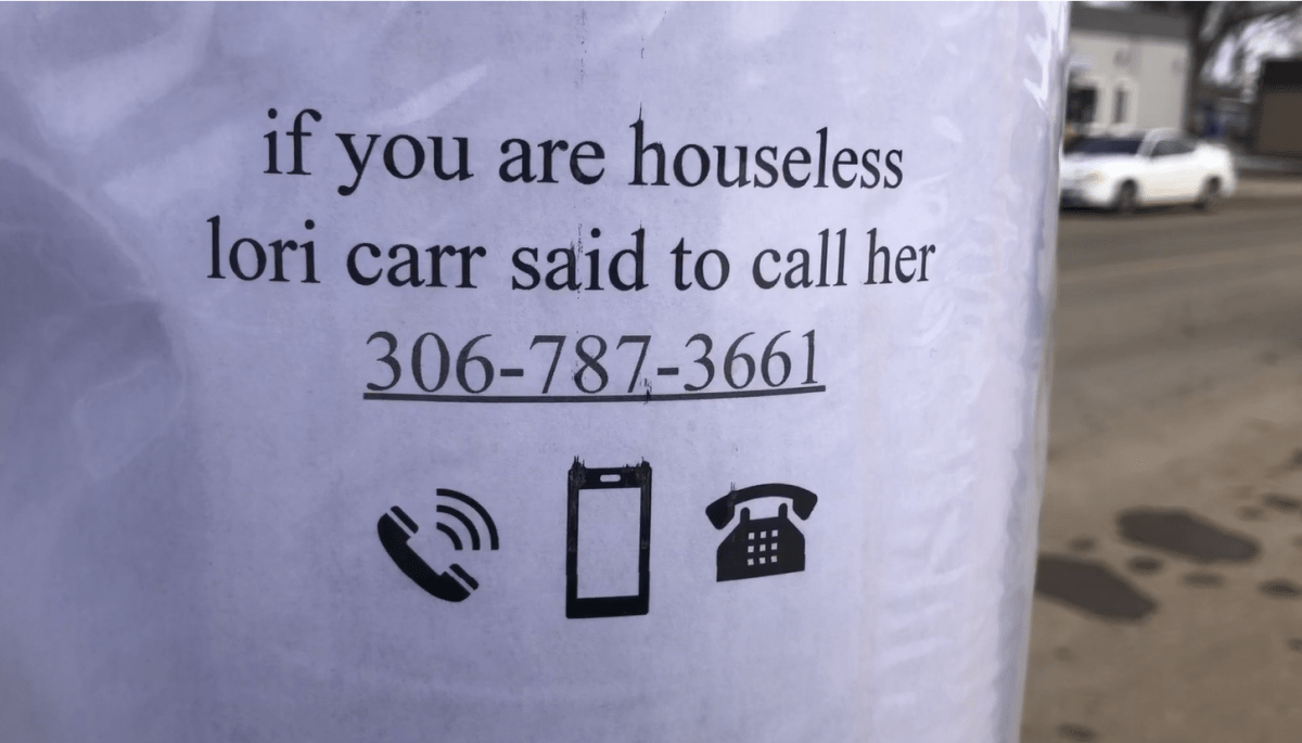 Posters like this one went up all over Regina this past weekend, and also in Saskatoon, La Ronge, Estevan and Weyburn.