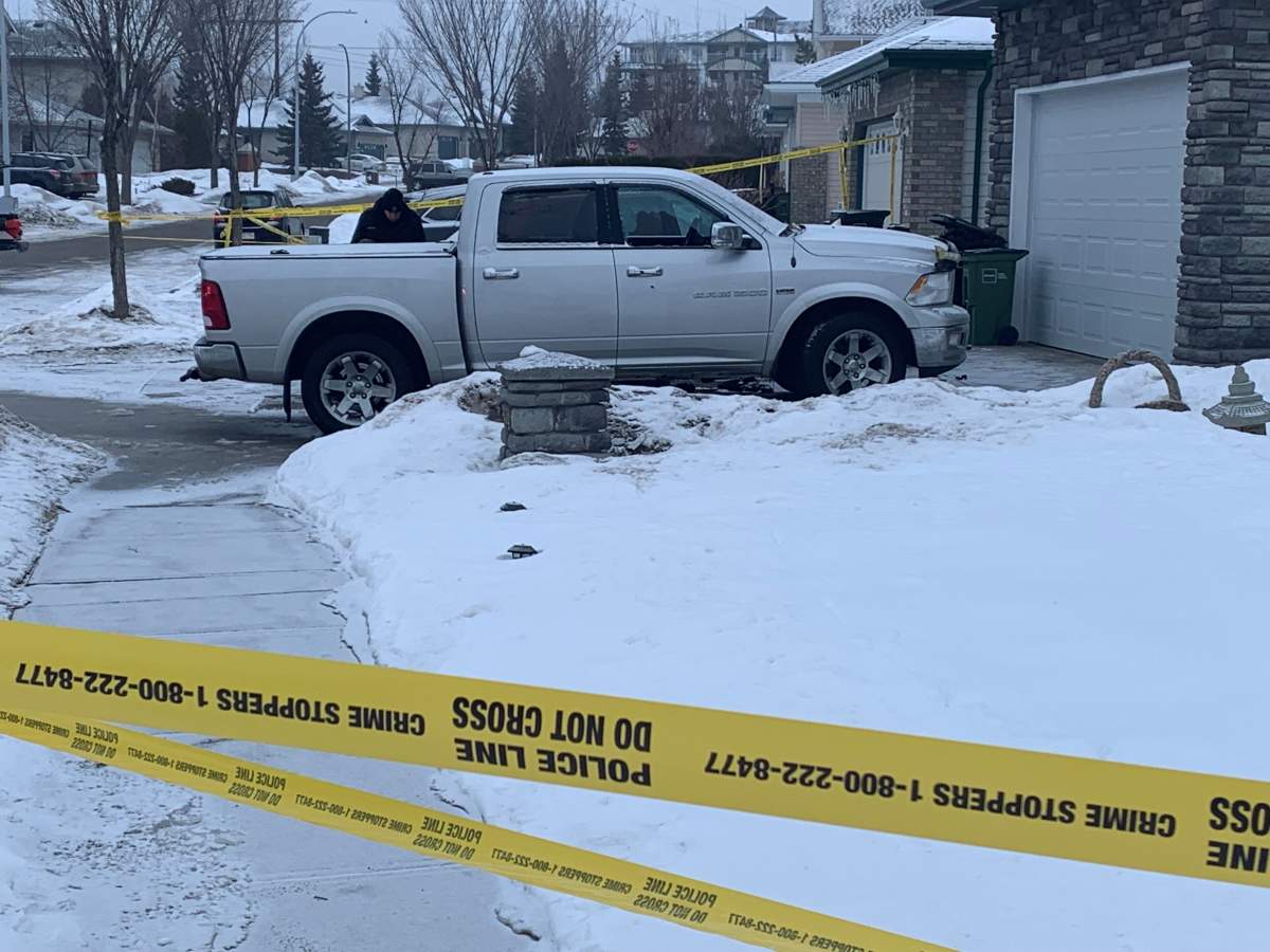 Edmonton police investigate in the area of Heath Road and Riverbend Road Monday, March 14, 2022.