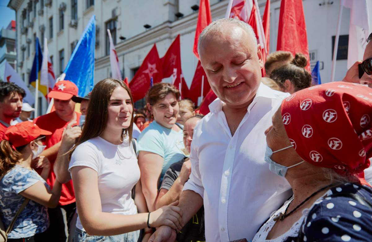 Leader of the Socialist party and former president Igor Dodon seen during a rally on July 9, 2021 in Chisinau, Moldova. (Photo by Pierre Crom/Getty Images)