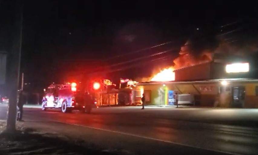 The Oliver fire department said that the blaze at the Global Grocers on Highway 97 is suspicious and arson is expected. .