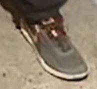 A photo of a man's shoe, the owner of which Calgary police was involved with a series of robberies and sexual assaults.