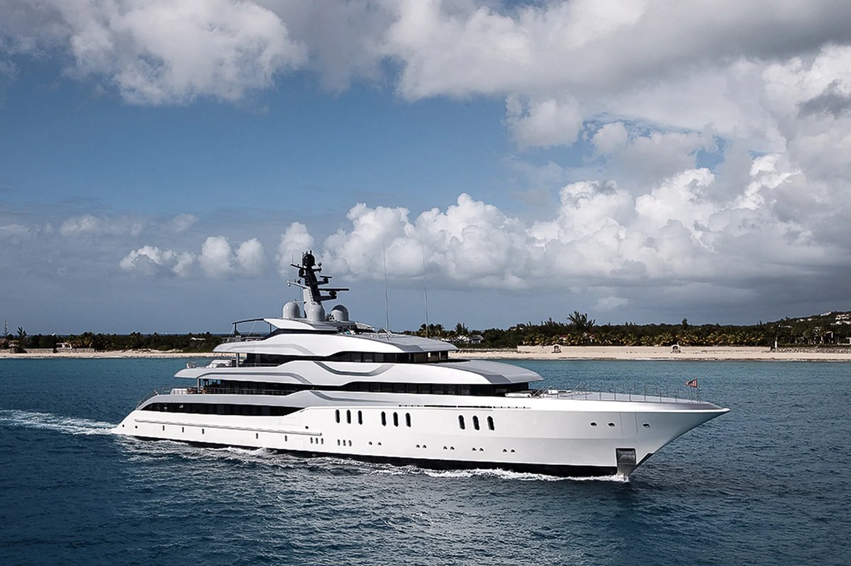 A picture of the Tango superyacht, which was owned by Russian billionaire Viktor Vekselberg and was seized by Spanish and U.S. authorities on April 4.