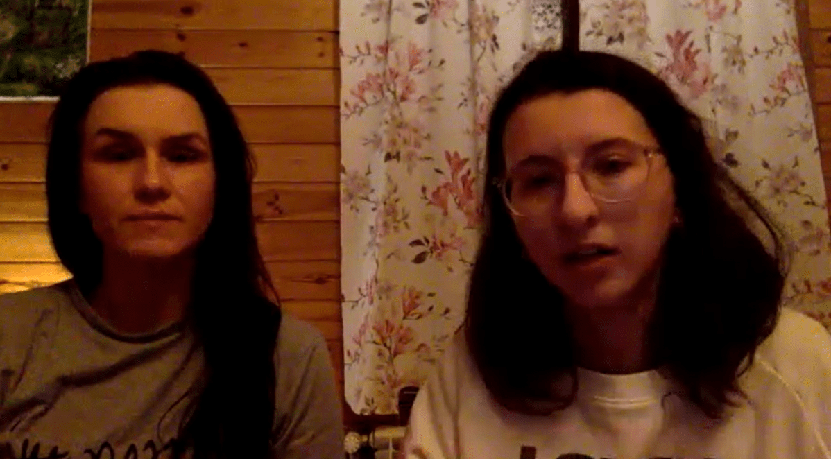 Winnipegger Tetyana Haraschuk (right) with cousin Daria Zub-Zolotarova in Poland.