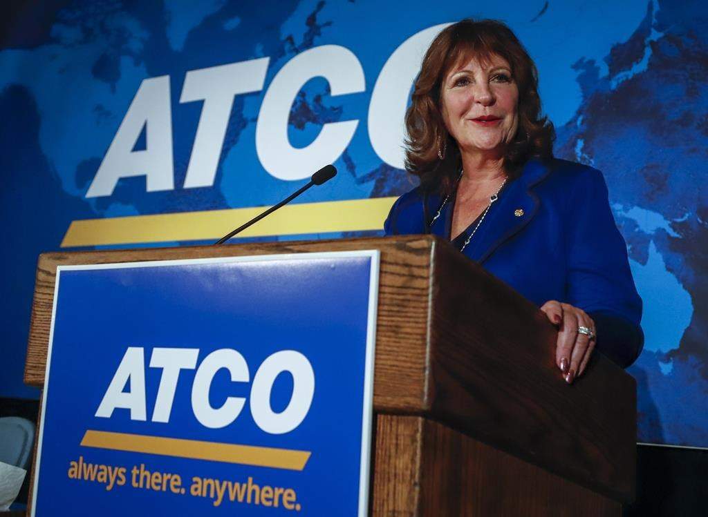 ATCO chief executive officer Nancy Southern addresses the company's annual meeting in Calgary, Alta., Wednesday, May 15, 2019.