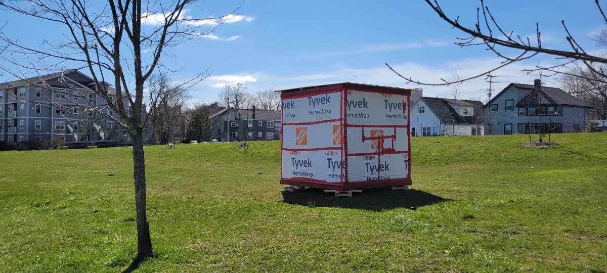 A section at the back of the shelter in Starr Park appears to have been repaired.