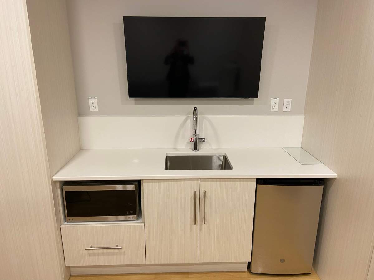 The newly renovated family room at the QEII.