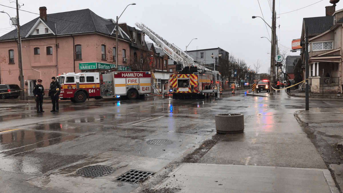 Firefighters responding to a fire at Barton Street East transitional home