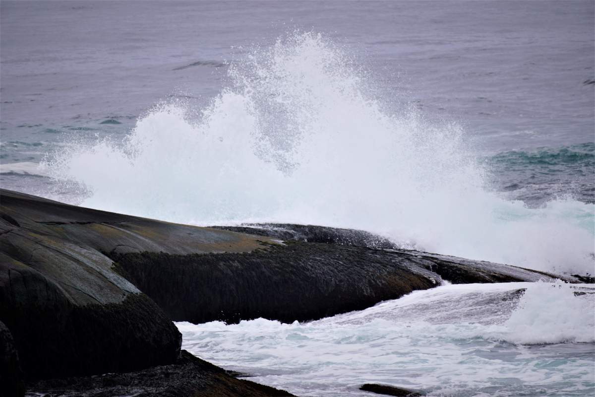 Black rocks are seen at Peggy’s Cove, N.S.