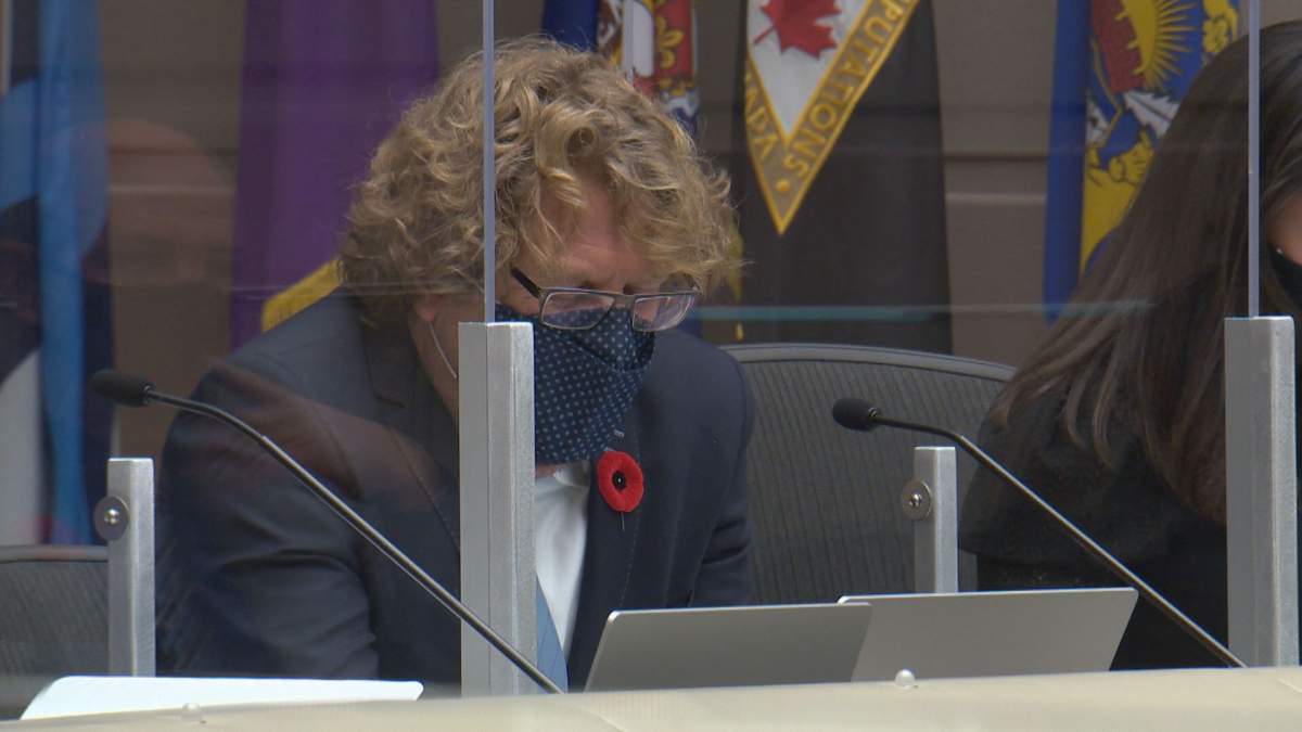 Ward 9 Coun. Gian-Carlo Carra participating in a Calgary city council meeting on Nov. 1, 2021. 
