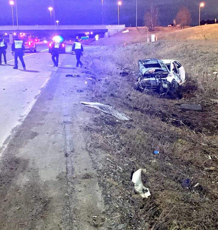 Witnesses reported vehicle racing with another car prior to the crash.