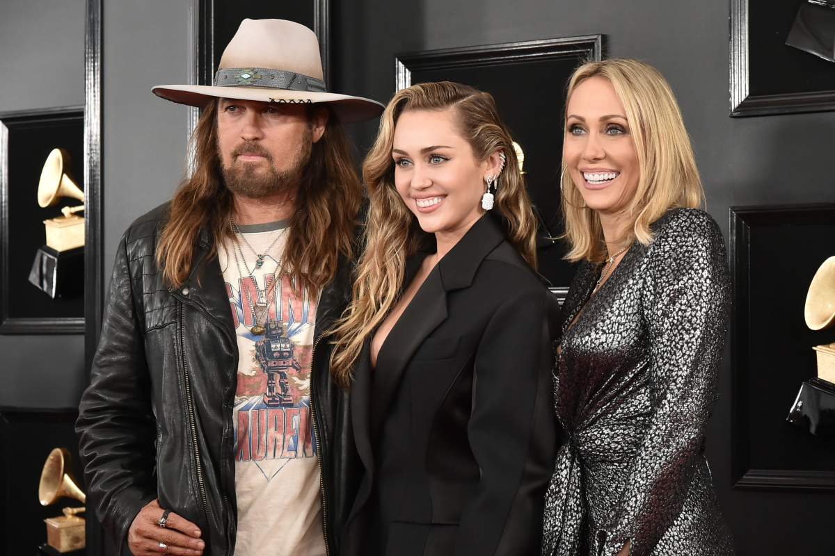 Billy Ray Cyrus, Miley Cyrus and Tish Cyrus attend the 61st Annual Grammy Awards at Staples Center on February 10, 2019 in Los Angeles, California.