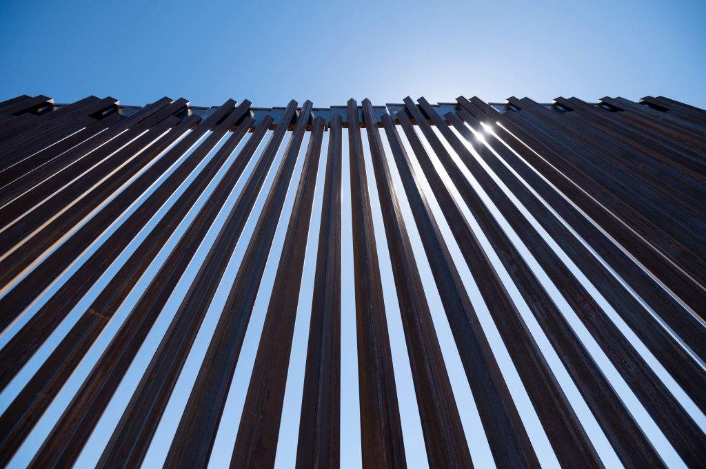 The border wall stretches along the U.S.-Mexico border on the Johnson Ranch near Columbus, N.M.