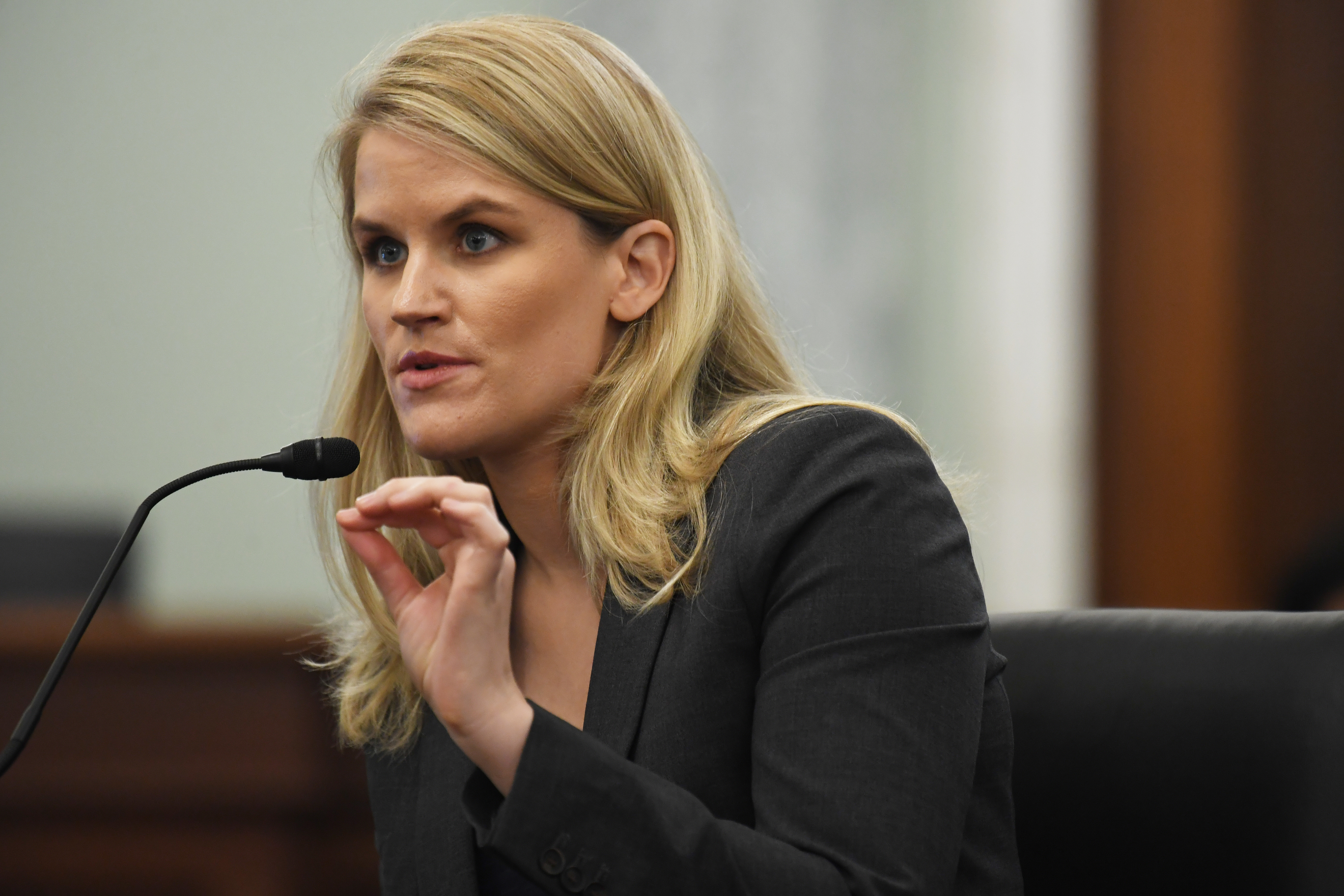 Facebook whistleblower, Frances Haugen, testifies at the U.S. Senate on October 05, 2021