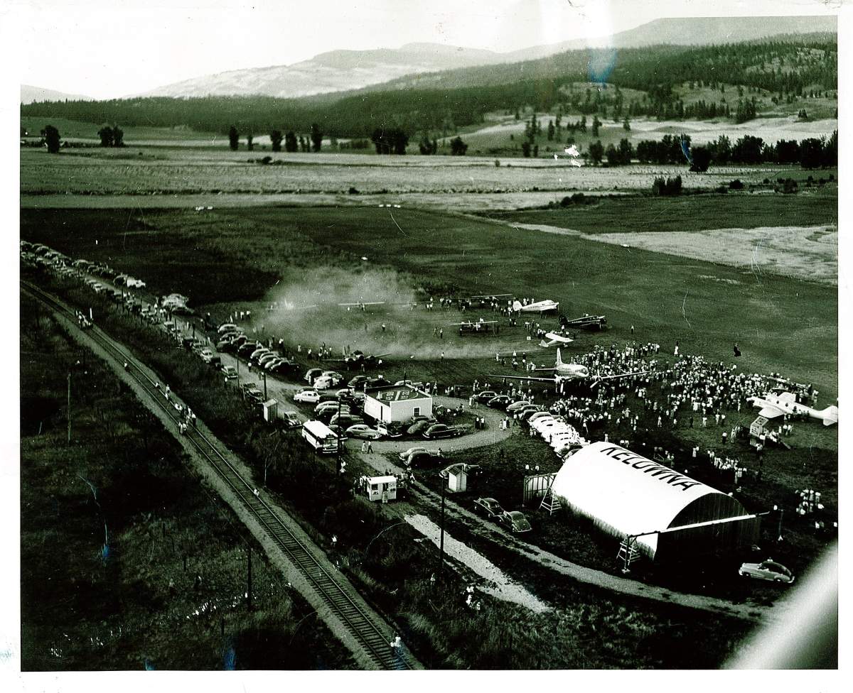 An aerial view of Kelowna’s airport during its early years.