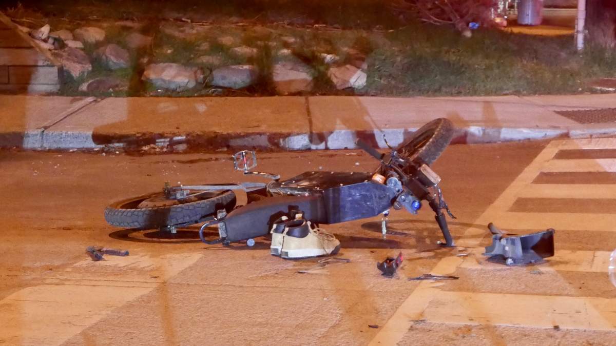 A photo of the crash scene near Kitchener Avenue and Caledonia Road in Toronto on April 14, 2022.