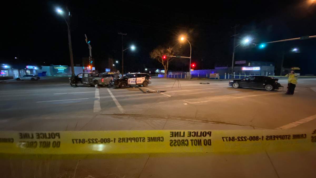 One person was taken into custody following a police chase that ended in the area of 118 Avenue and 66 Street Sunday, April 3, 2022.