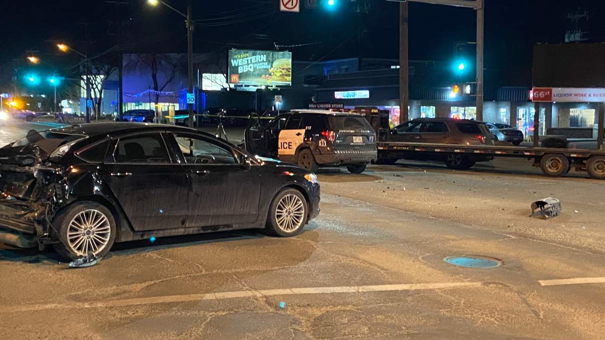 One person was taken into custody following a police chase that ended in the area of 118 Avenue and 66 Street Sunday, April 3, 2022.