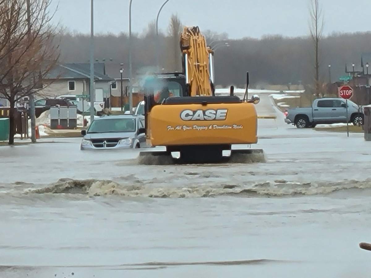Streets in Morden were overcome with overland flooding on Saturday.