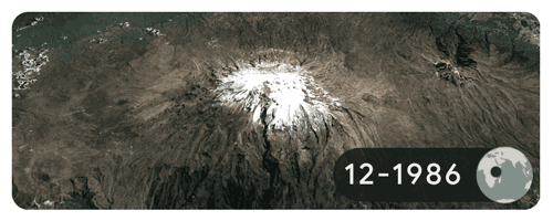 Glacier retreat at the summit of Mt. Kilimanjaro (Google)