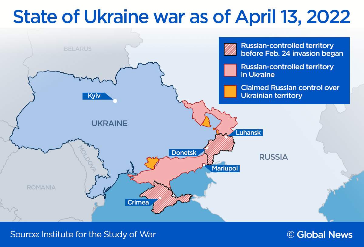 Ukraine Russia war map April 13