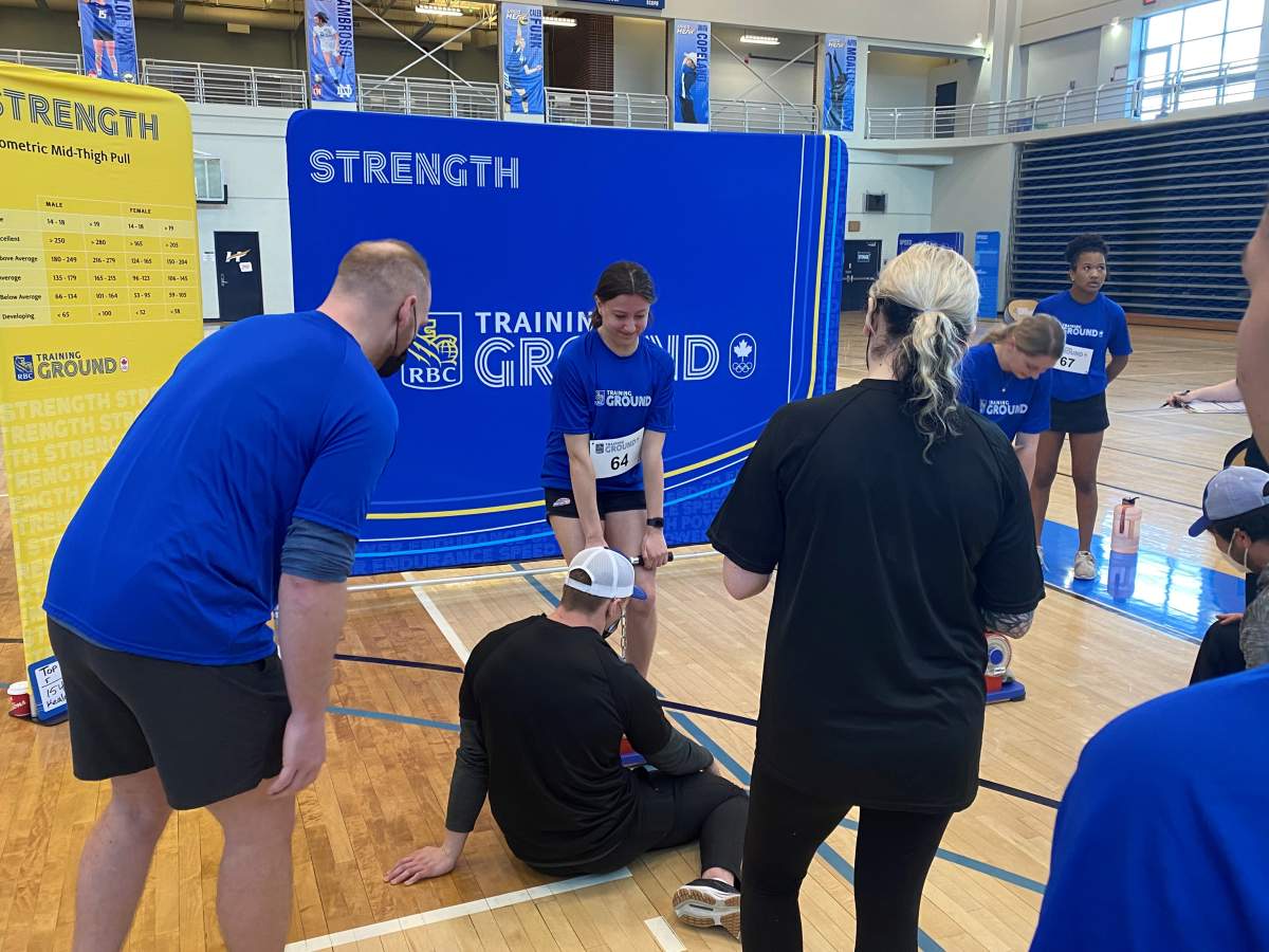 Athletes take part in athletic testing at an RBC Training Ground event at UBC Okanagan.