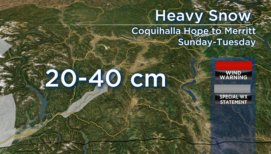 Environment Canada has issued a snowfall alert for the Coquihalla Highway.