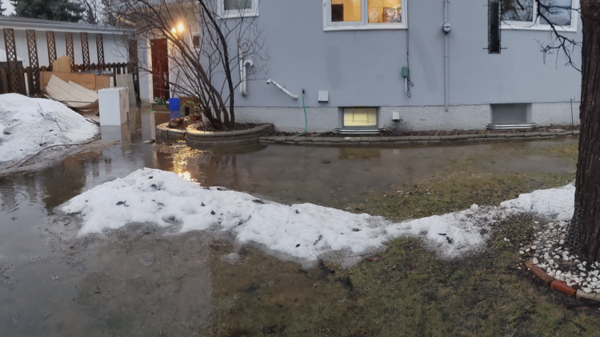 The backyard of Sean Fedorowich’s house in St. Vital on Sunday.