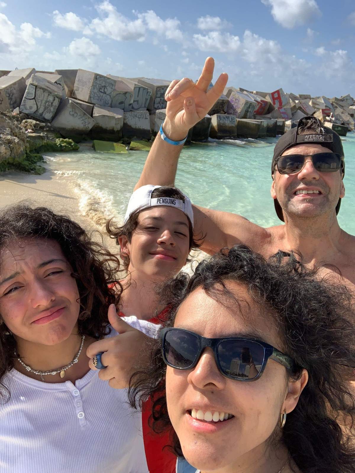 Laurent Bigras and his wife Antonieta Chavez on vacation with their two children.