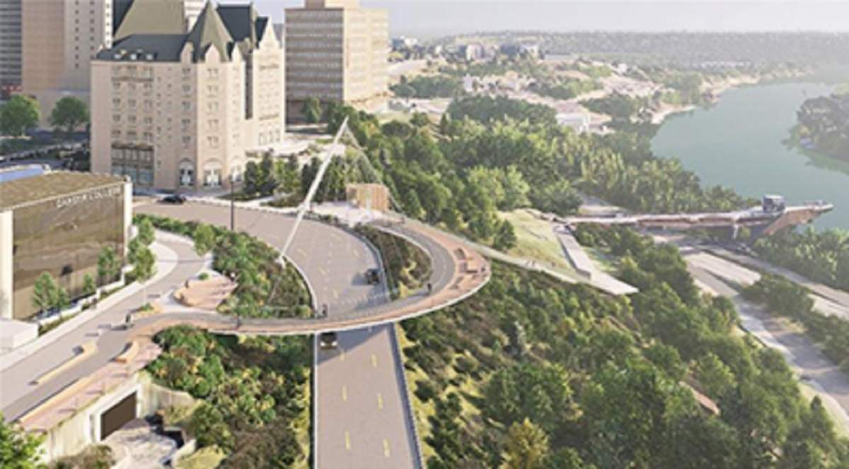 One of the options for the 100 Street Pedestrian Bridge is a Cable-Stayed Bridge.
