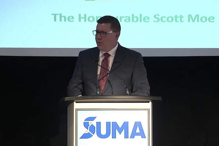 Saskatchewan Premier Scott Moe spoke to SUMA delegates on Monday morning in Regina.