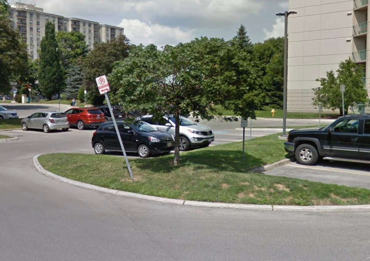 The parking lot of 744 Proudfoot Lane where Thursday’s crash occurred.