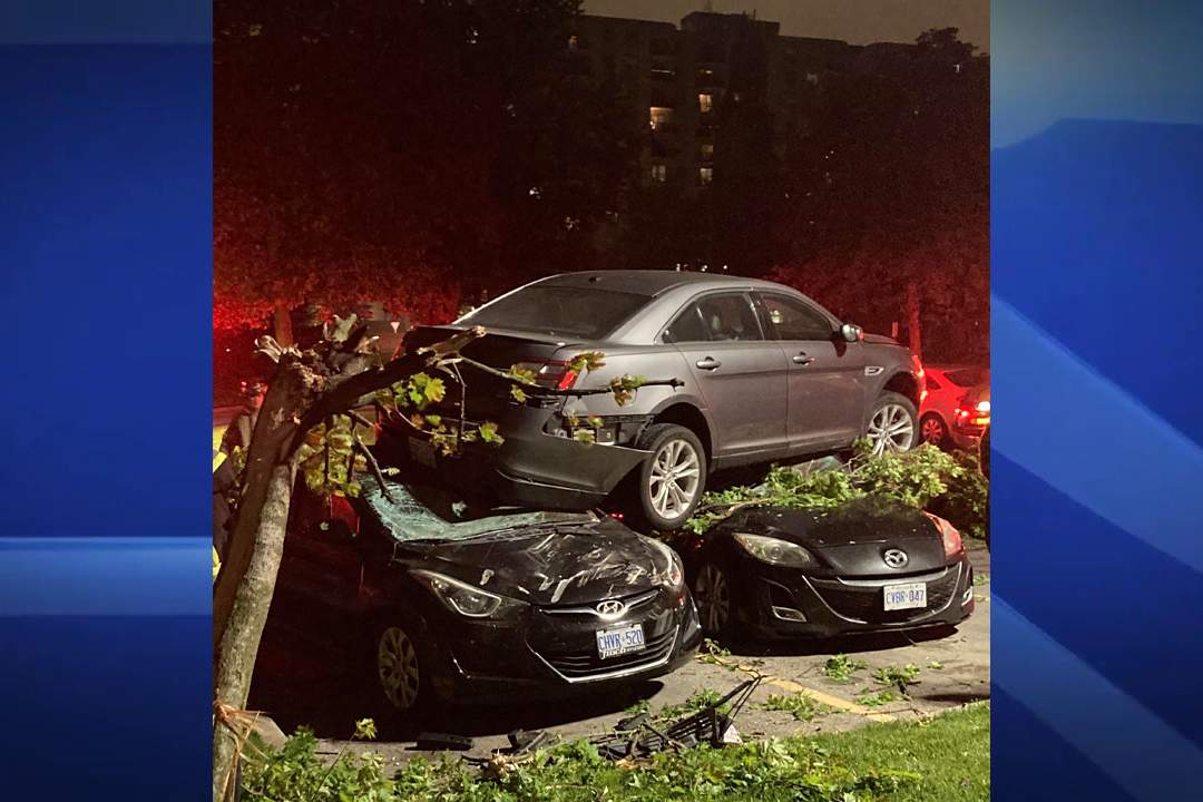 Police say the driver of the vehicle walked away with minor injuries.