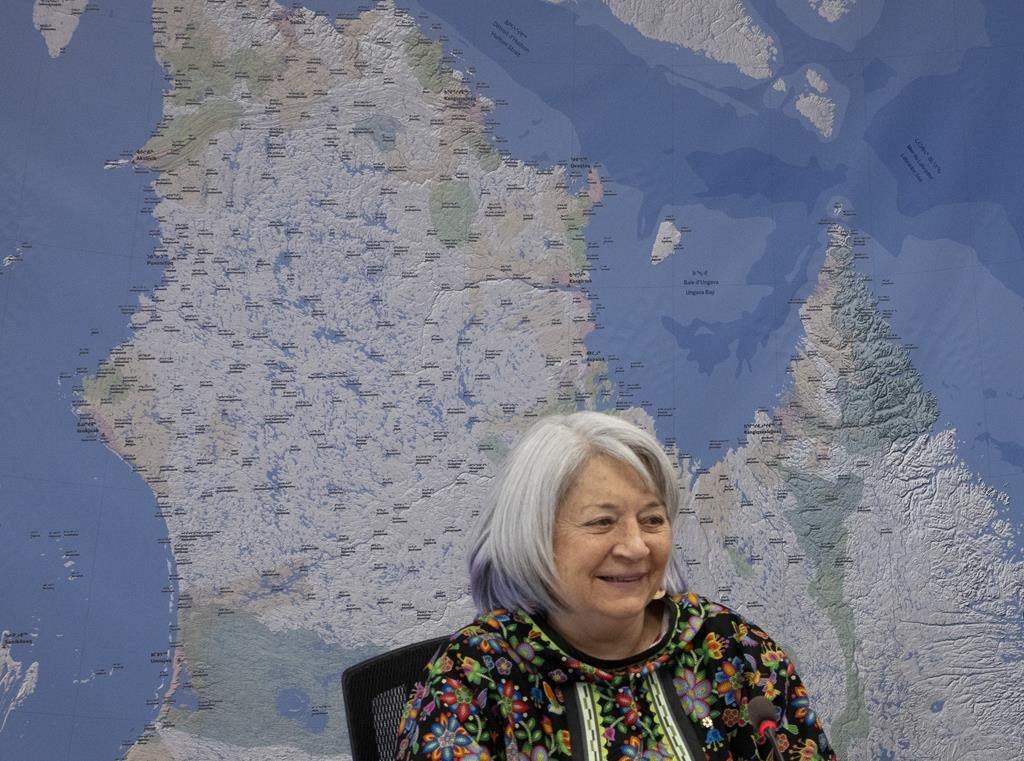 Governor General Mary Simon smiles during a round-table discussion with northern organizations, Monday, May 9, 2022 in Kuujjuaq, Que. Gov. Gen. Mary Simon is beginning her tour of the Nunavik region of northern Quebec today by meeting with local officials, including the Kuujjuaq mayor and council, the Kativik regional government, the school board and the board of health and social services. THE CANADIAN PRESS/Adrian Wyld