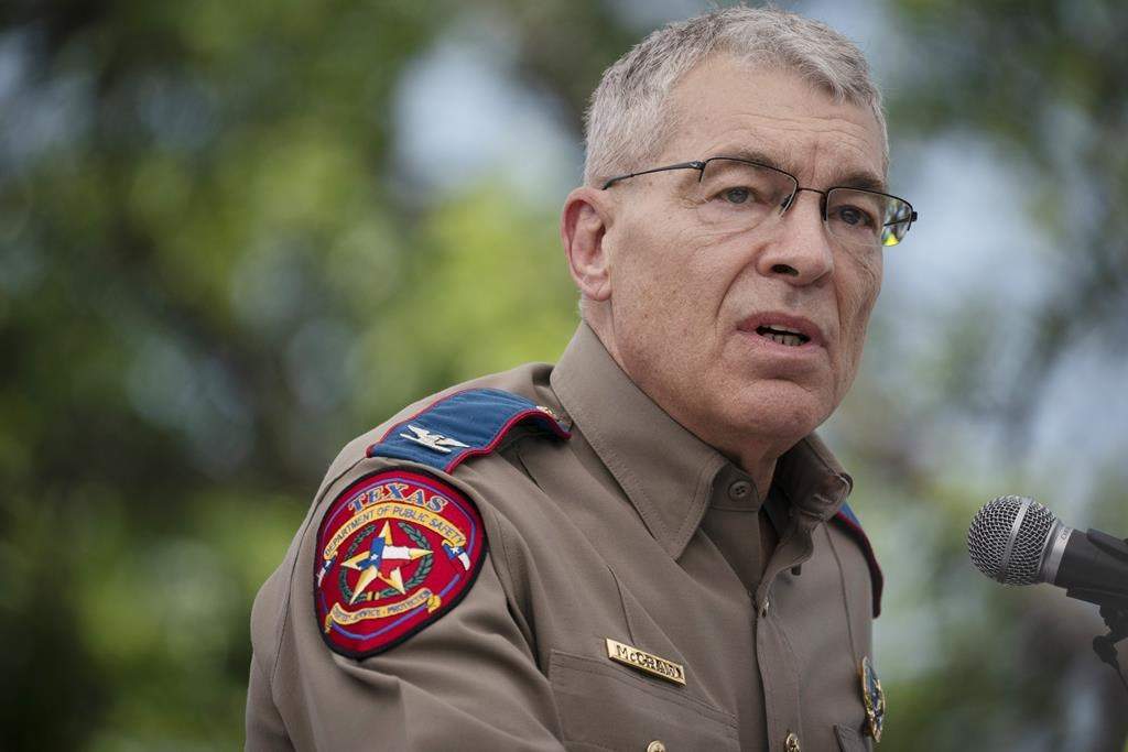 Texas Department of Public Safety Director Steven McCraw speaks during a press conference held outside Robb Elementary School on Friday, May 27, 2022, in Uvalde, Texas.
