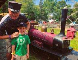 Chad R. MacDonald with his son Liam at Upper Clements Park in 2019.