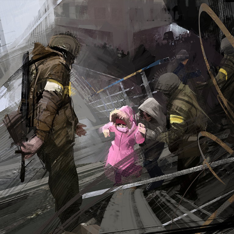 This non-fungible token (NFT) of a child being rescued from the rubble is one of many pieces of artwork bring auctioned off at the Avatars for Ukraine charity fundraiser.