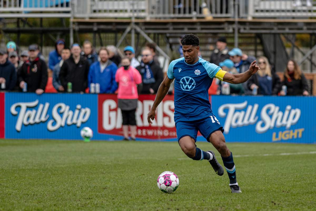 Canadian Premier League match between HFX Wanderers FC and FC Edmonton at the Wanderers Grounds in Halifax, Nova Scotia, on April 30, 2022.