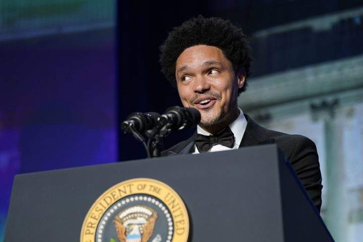 Trevor Noah, host of Comedy Central’s “The Daily Show,” speaks at the annual White House Correspondents’ Association dinner, Saturday, April 30, 2022, in Washington.