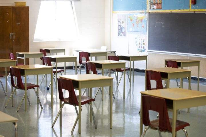 A physically distanced classroom is seen at Kensington Community School amidst the COVID-19 pandemic on Tuesday, September 1, 2020.