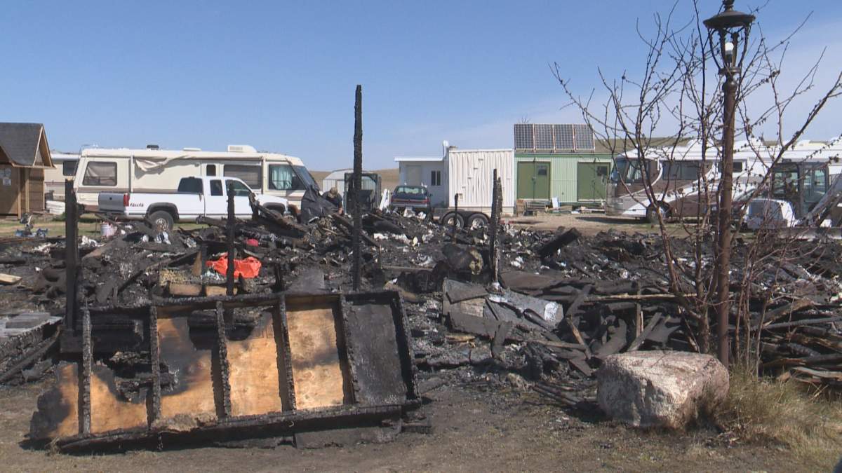 All that remains of Creepy Hollow’s haunted house after a fire.