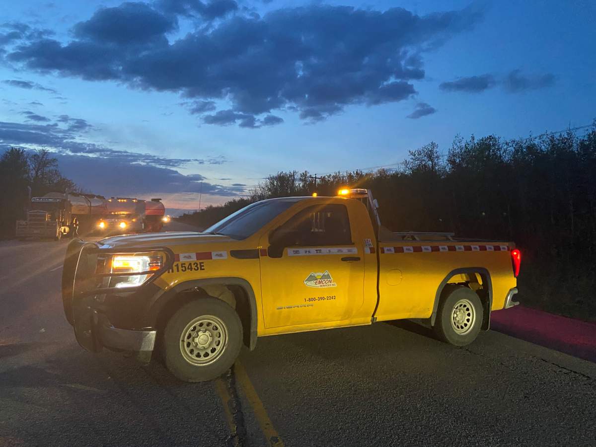 Scene of a fatal collision between a motorcycle and SUV on Highway 28 at Township Road 544/Sturgeon Road just north of Edmonton on Monday, May 23, 2022.
