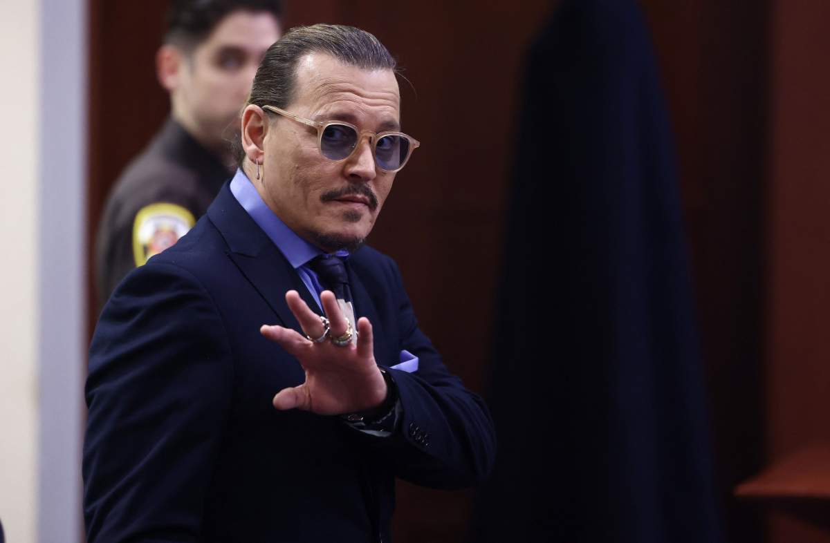 Johnny Depp leaves for a recess at the Fairfax County Circuit Courthouse in Fairfax, Virginia, on May 5, 2022.