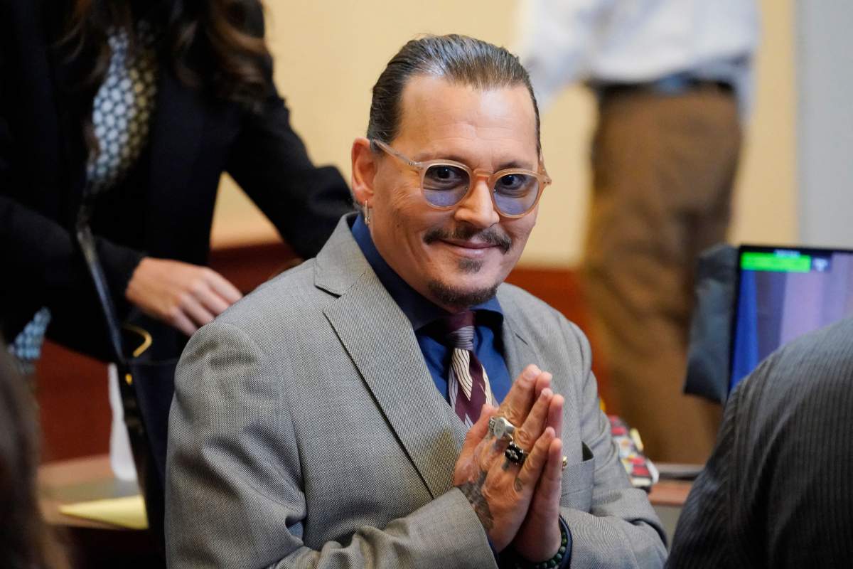 Actor Johnny Depp arrives into the courtroom at the Fairfax County Circuit Courthouse in Fairfax, Virginia, on May 16, 2022.