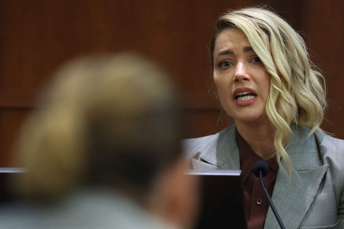 US actor Amber Heard testifies during the 50 million US dollar Depp vs Heard defamation trial at the Fairfax County Circuit Court in Fairfax, Virginia, on May 26, 2022.