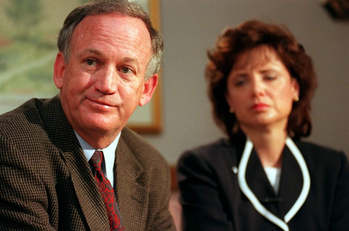 John and Patsy Ramsey, the parents of JonBenet Ramsey, meet with a small selected group of the local Colorado media after four months of silence in Boulder, Colorado on May 1, 1997. Their 6-year-old daughter was found dead on Christmas night 1996.