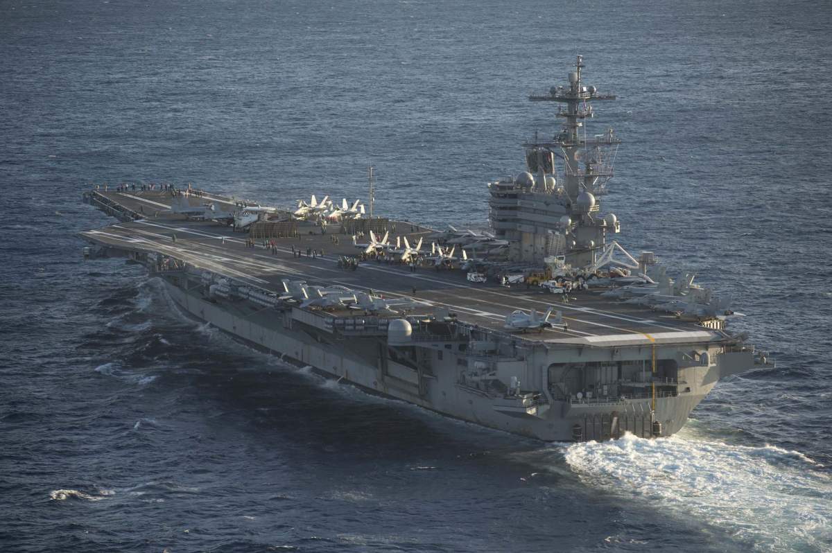  U.S. aircraft carrier USS George Washington is seen during its mission in the eastern Mediterranean Sea on February 5, 2017. 