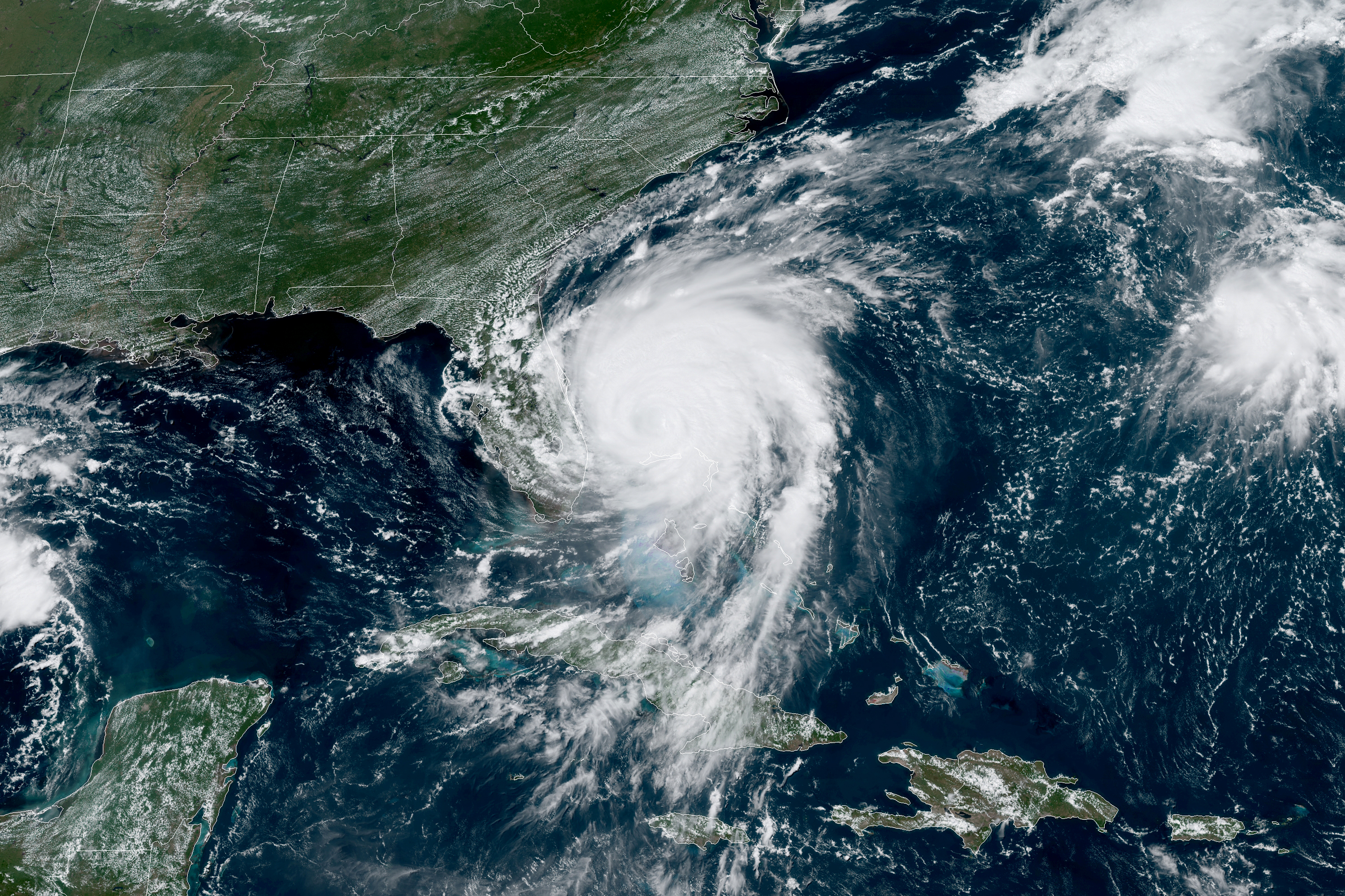 Hurricane Dorian moves away from the Bahamas in this satellite image released by NOAA. September 3, 2019