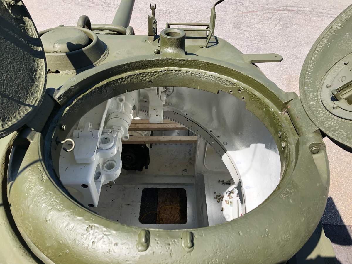 A glimpse inside the restored Holy Roller Sherman tank, which is much more spacious than it would’ve been in the Second World War.
