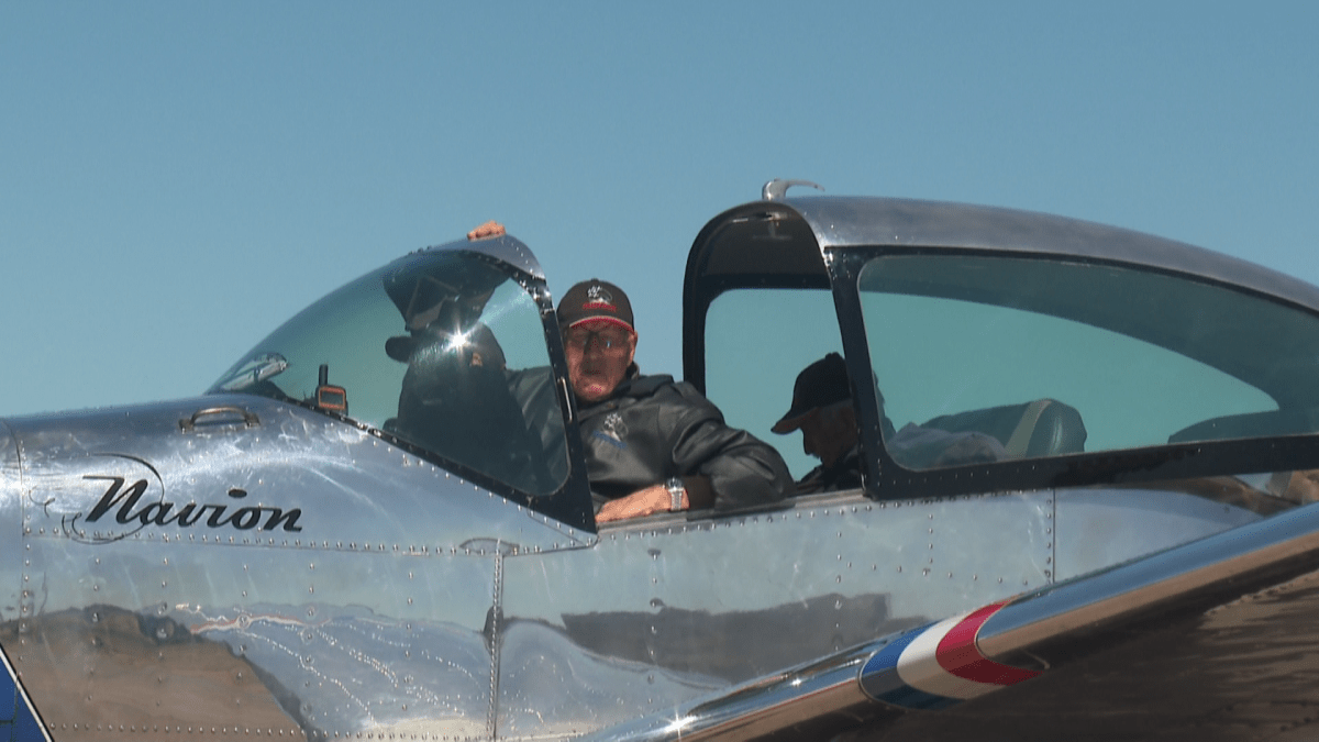 George Miller in the cockpit of the vintage Navion plane he flew from B.C. to N.B.