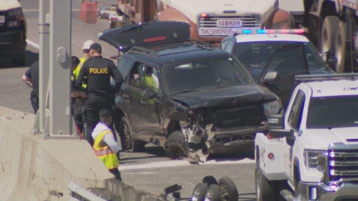 The scene on Highway 401.